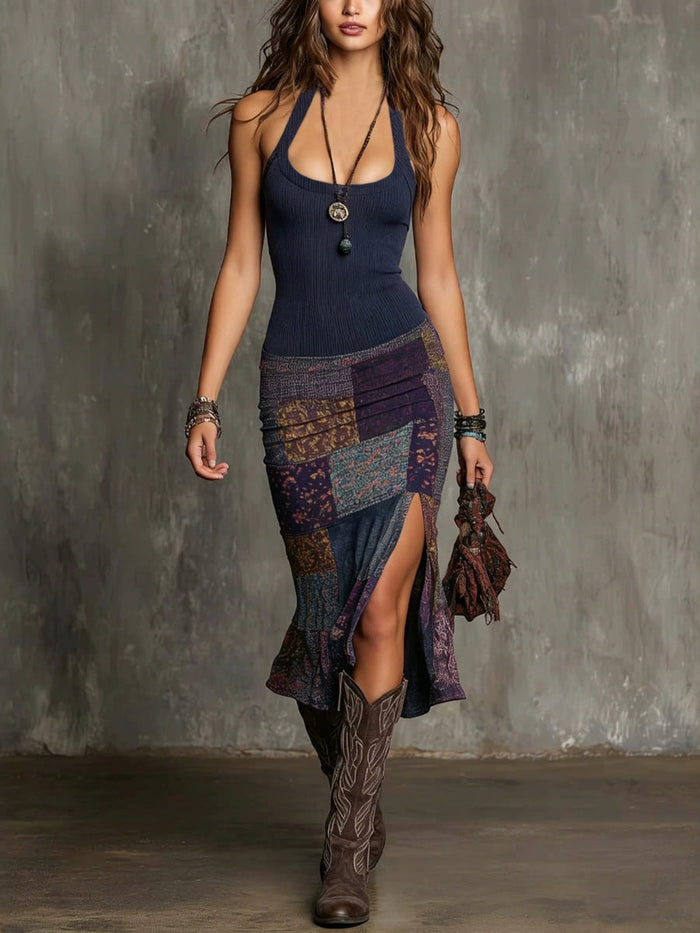 Selena | Boho patchwork dress with straps