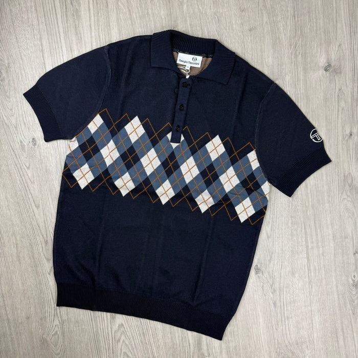 Sergio Tacchini 'Carezza' Knit Polo Shirt - Maritime Blue