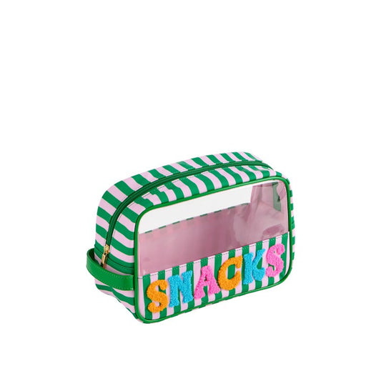 "SNACKS" ZIP POUCH,GREEN