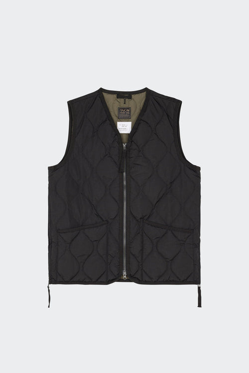 Taion - Unisex Military Zip V Neck Down Vest - Black - Vestes et Manteaux - 001ZML-1