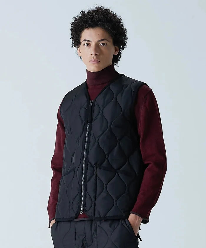Taion - Unisex Military Zip V Neck Down Vest - Black - Vestes et Manteaux - 001ZML-1