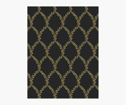Laurel Wallpaper Sample - Metallic Gold & Black