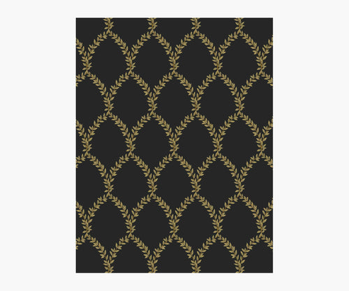 Laurel Wallpaper Sample - Metallic Gold & Black