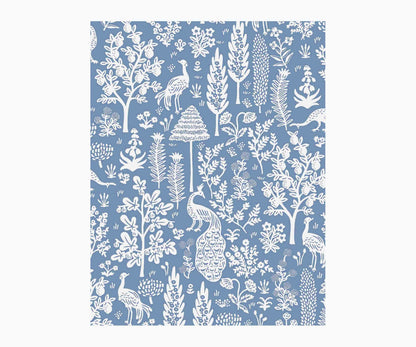 Menagerie Toile Wallpaper Sample - Blue & White