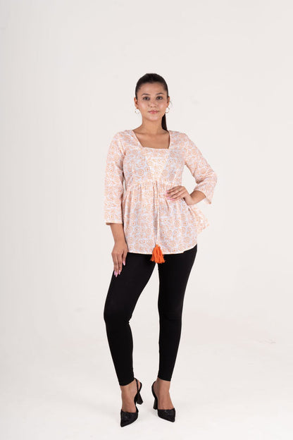 White Printed Top