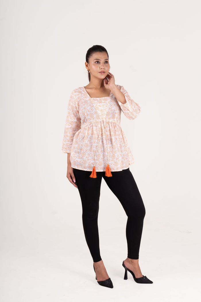 White Printed Top