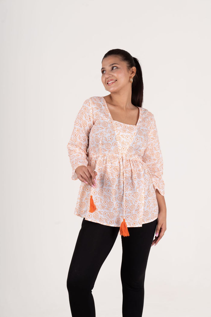 White Printed Top