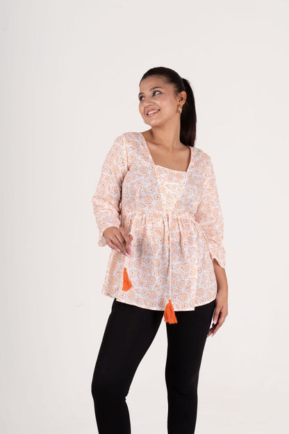 White Printed Top