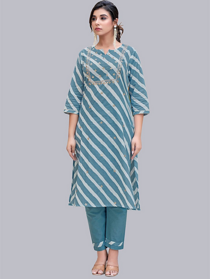 Women Ethnic Motifs Embroidered Mirror Work Kurta with Trousers