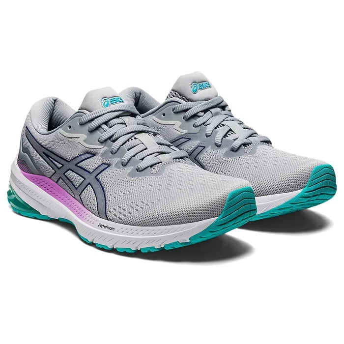 Women's Asics GT-1000 11 Grey/Diver Blue-33-OFF