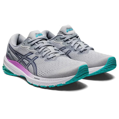 Women's Asics GT-1000 11 Grey/Diver Blue-33-OFF