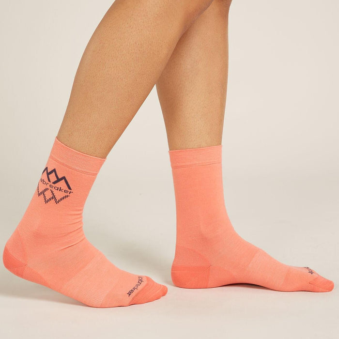 Women's Icebreaker Merino Fine Gauge Crew IB Logo Reflections Socks Tang/Graphite-Apparel-33-OFF