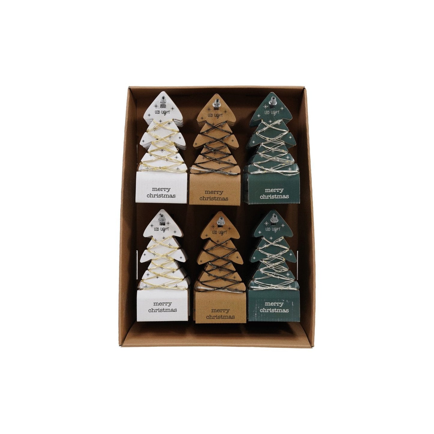 118"L LED String Lights on Tree Shaped Display Cards, 3 Styles