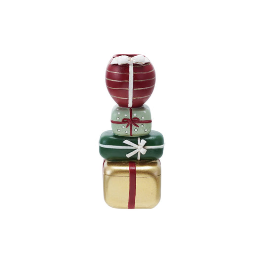 2-1/2"L x 2"W x 5-1/2"H Resin Stacked Gifts Taper Holder