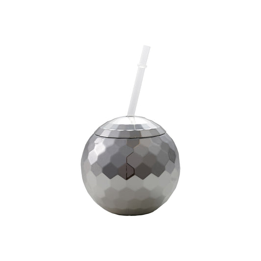 20 oz. Plastic Mirror Ball Cup with Lid & Straw, Set of 2