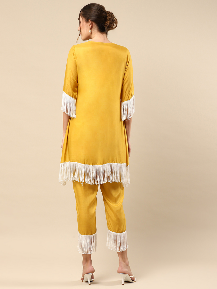 Yellow Cotton Silk Kurta Set